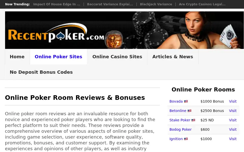 Screenshot of recentpoker.com