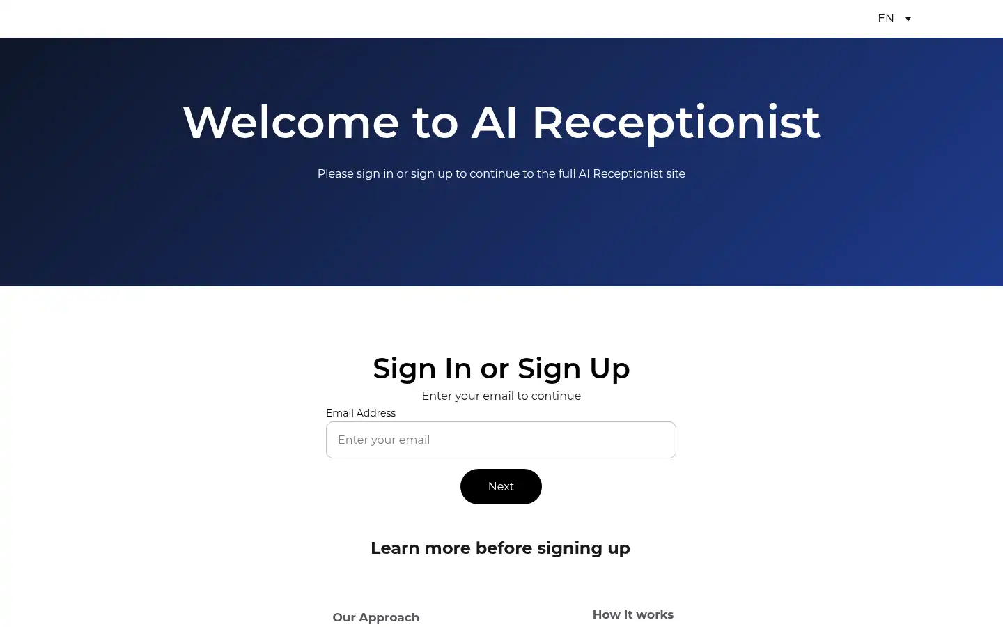 Screenshot of receptionist.agency