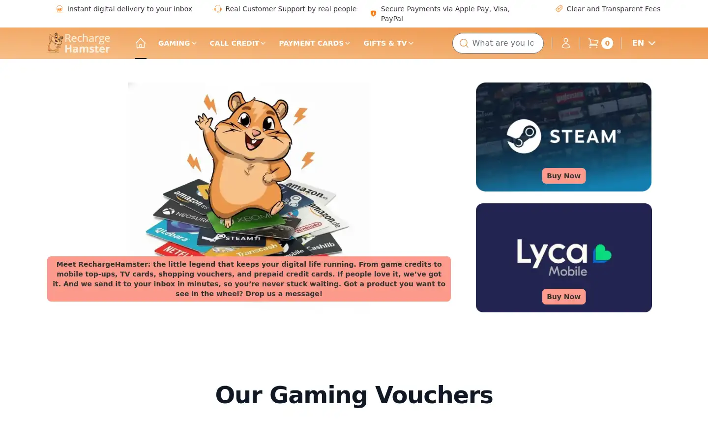 Screenshot of rechargehamster.com