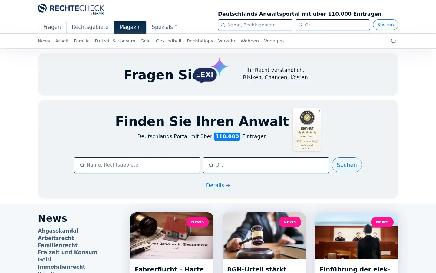 Screenshot of rechtecheck.de