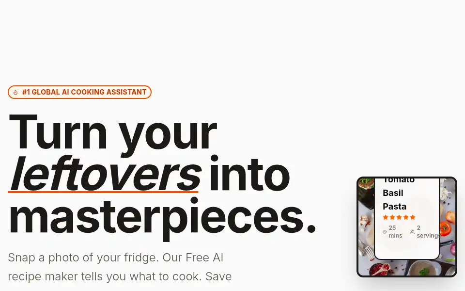 Screenshot of recipeoai.com