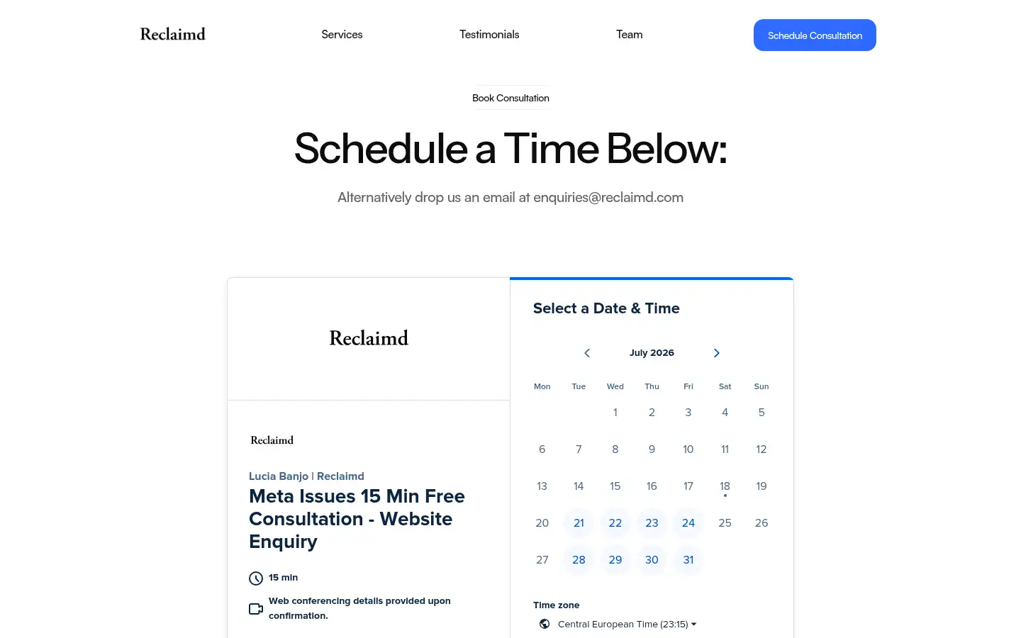 Screenshot of reclaimd.com