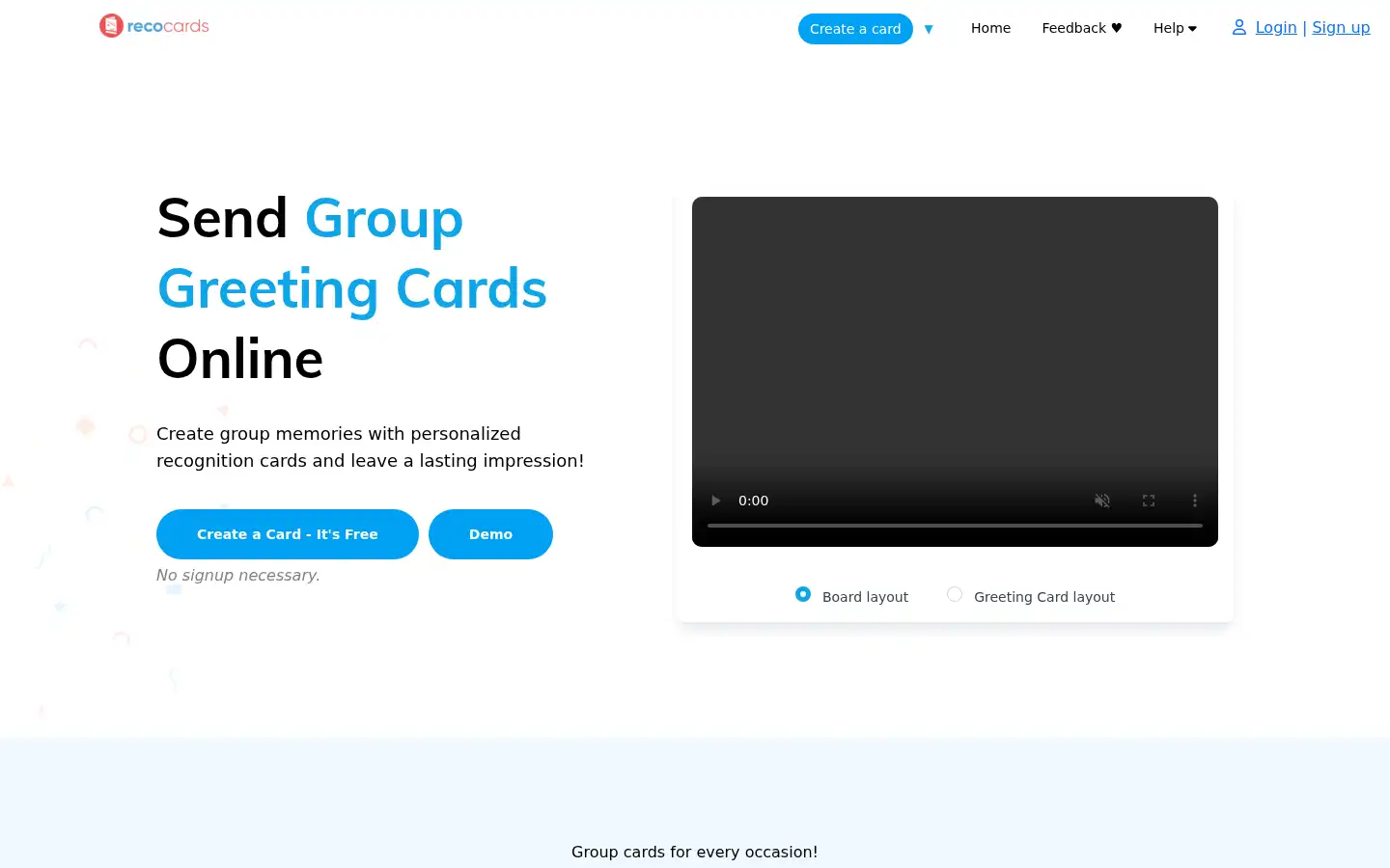 Screenshot of recocards.com