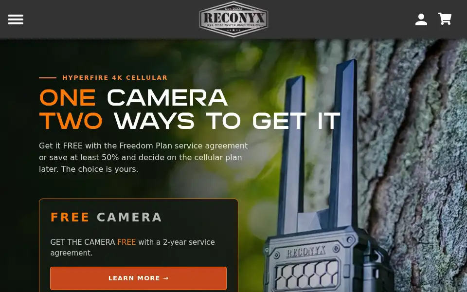 Screenshot of reconyx.com