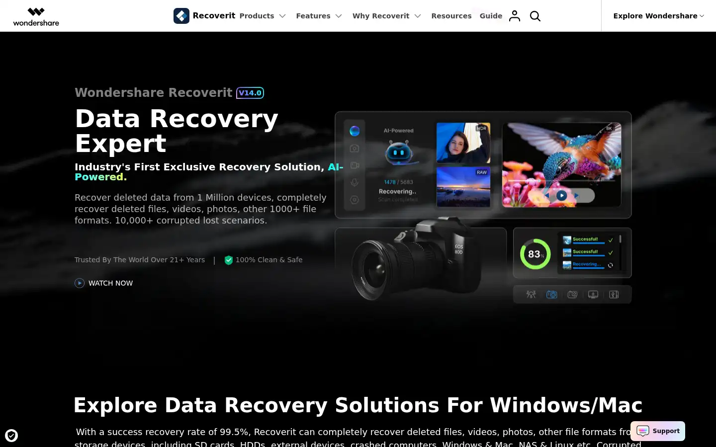 Screenshot of recoverit.wondershare.com
