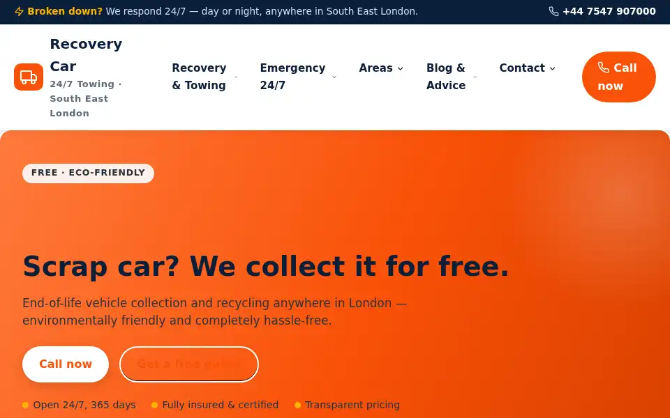 Screenshot of recoverycar.co.uk