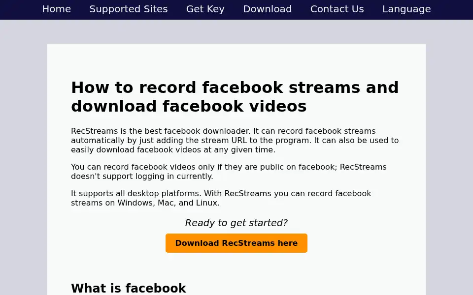 Screenshot of recstreams.com