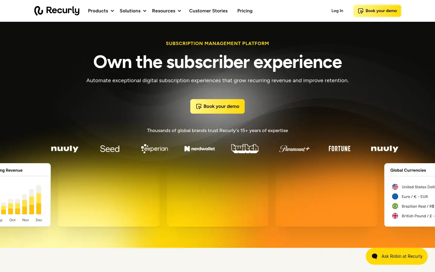 Screenshot of recurly.com