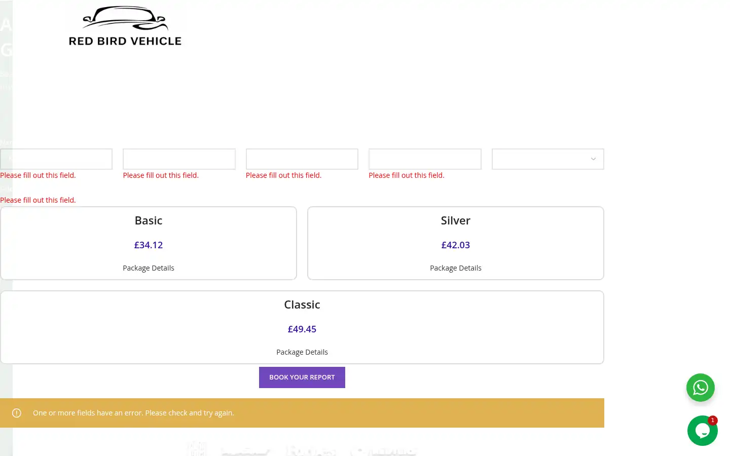 Screenshot of redbirdvehicle.co.uk