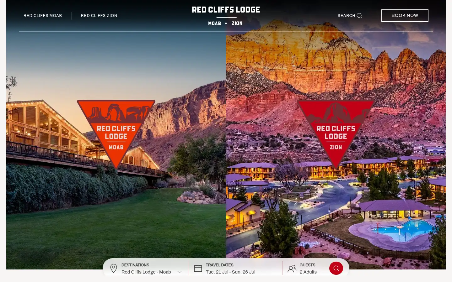 Screenshot of redcliffslodge.com