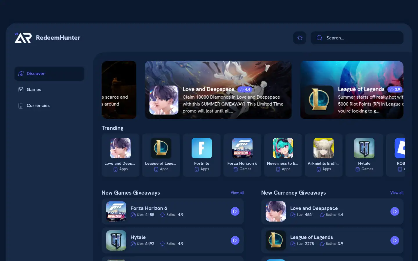 Screenshot of redeemhunter.online