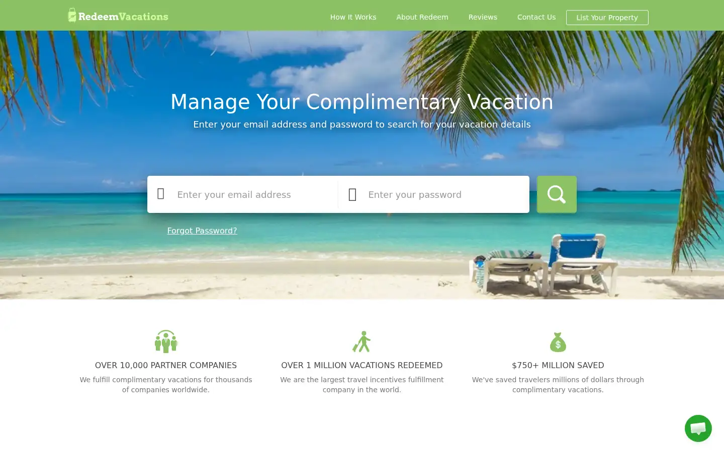 Screenshot of redeemvacations.com