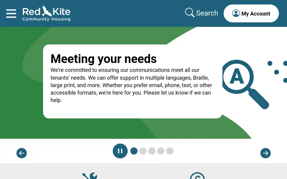 Screenshot of redkitehousing.org.uk