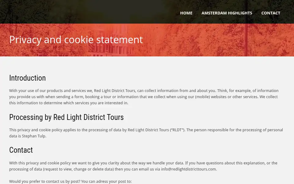 Screenshot of redlightdistricttours.com