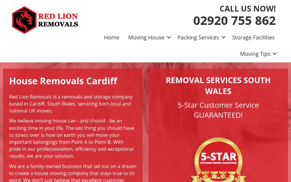 Screenshot of redlionremovals.com