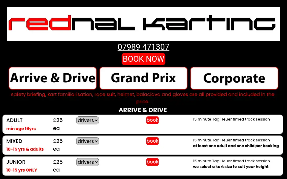 Screenshot of rednalkarting.co.uk