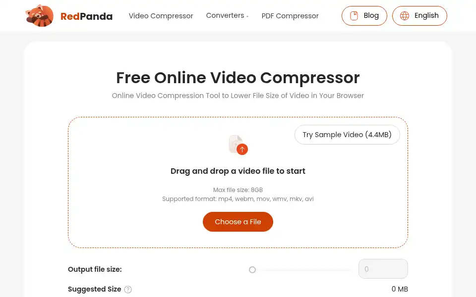 Screenshot of redpandacompress.com