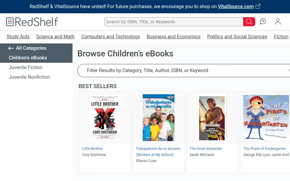 Screenshot of redshelf.com