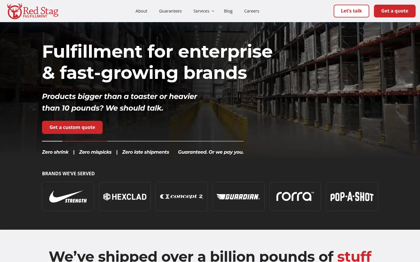 Screenshot of redstagfulfillment.com
