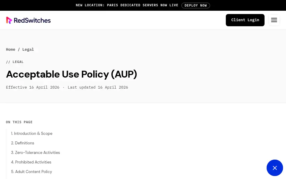 Screenshot of redswitches.com