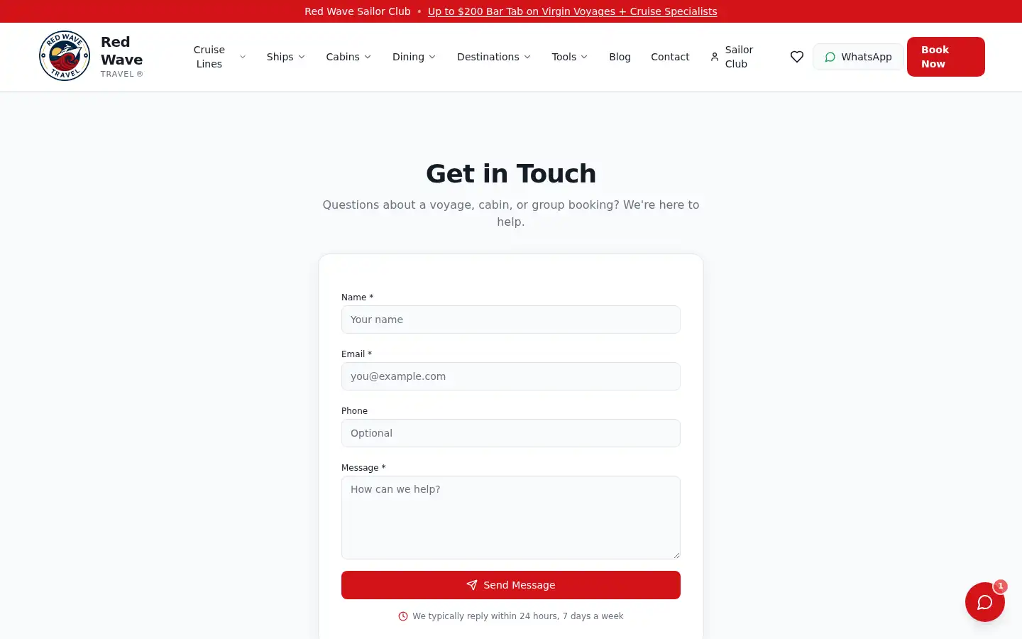 Screenshot of redwavetravel.co.uk