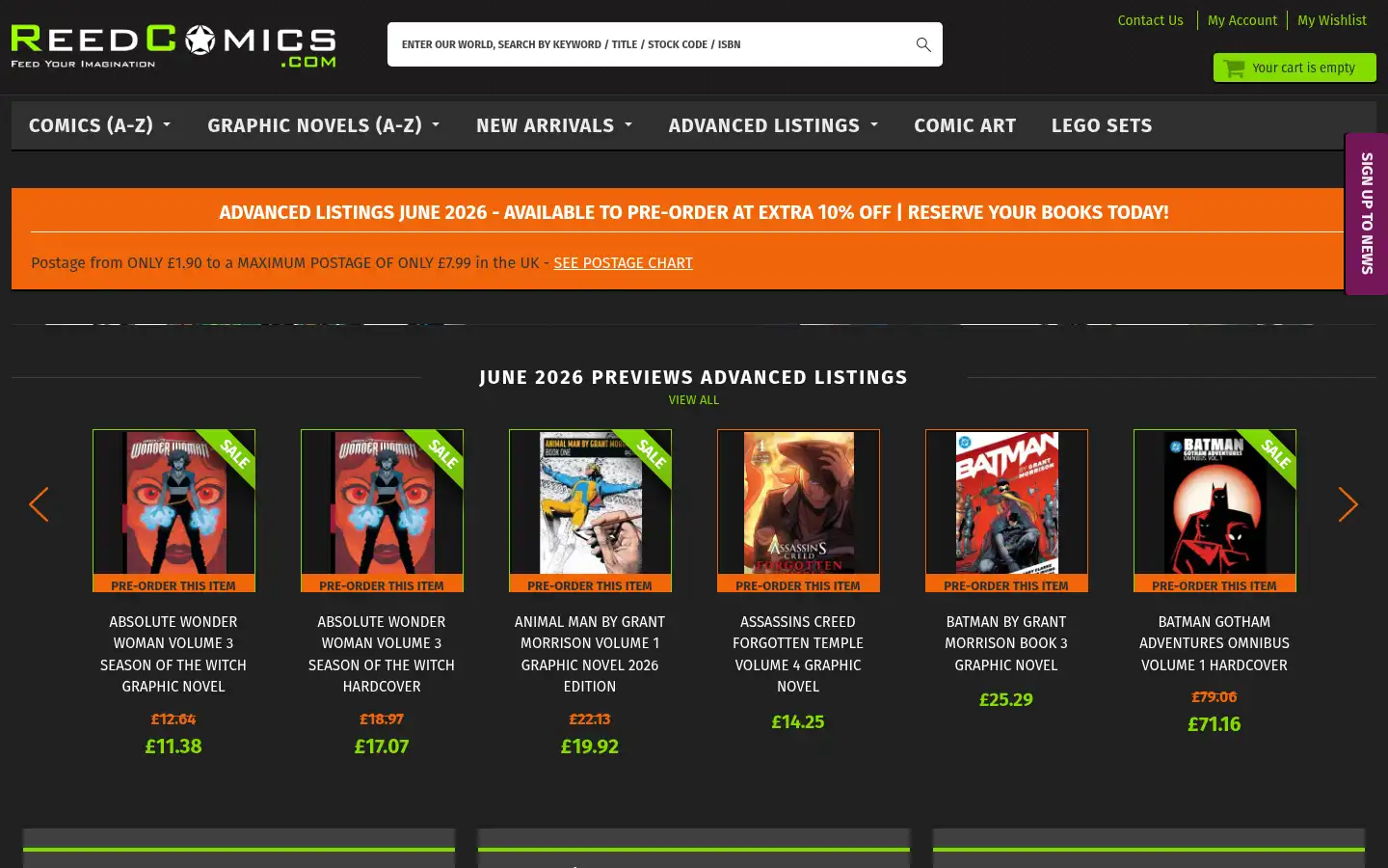 Screenshot of reedcomics.com