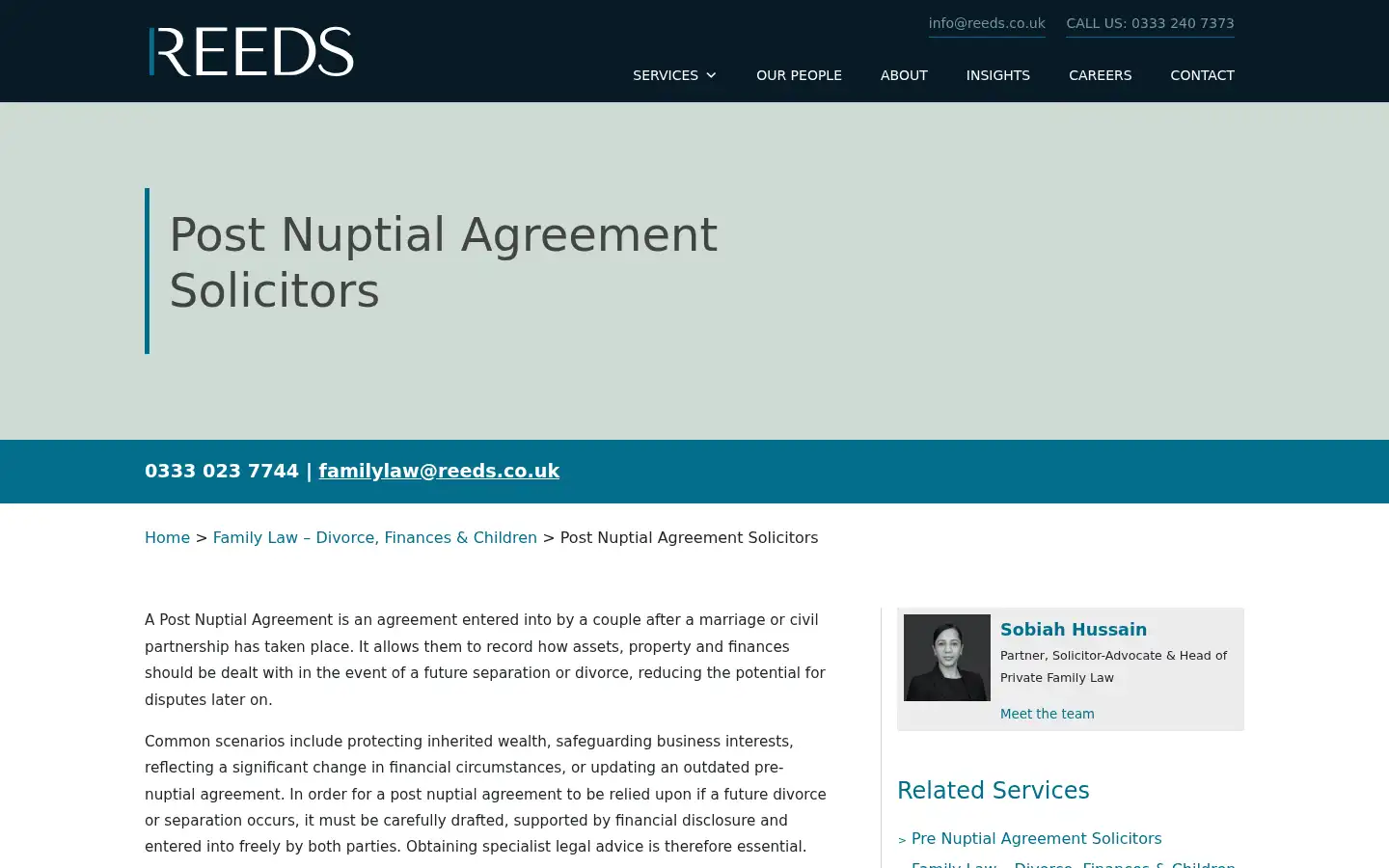 Screenshot of reeds.co.uk