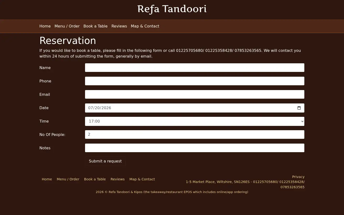 Screenshot of refatandoori.co.uk