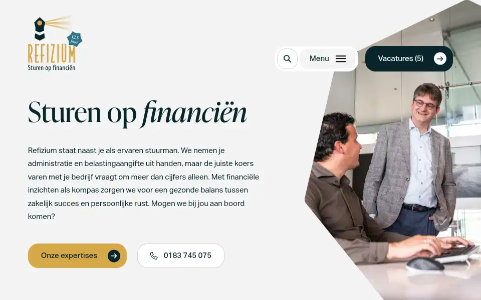 Screenshot of refizium.nl