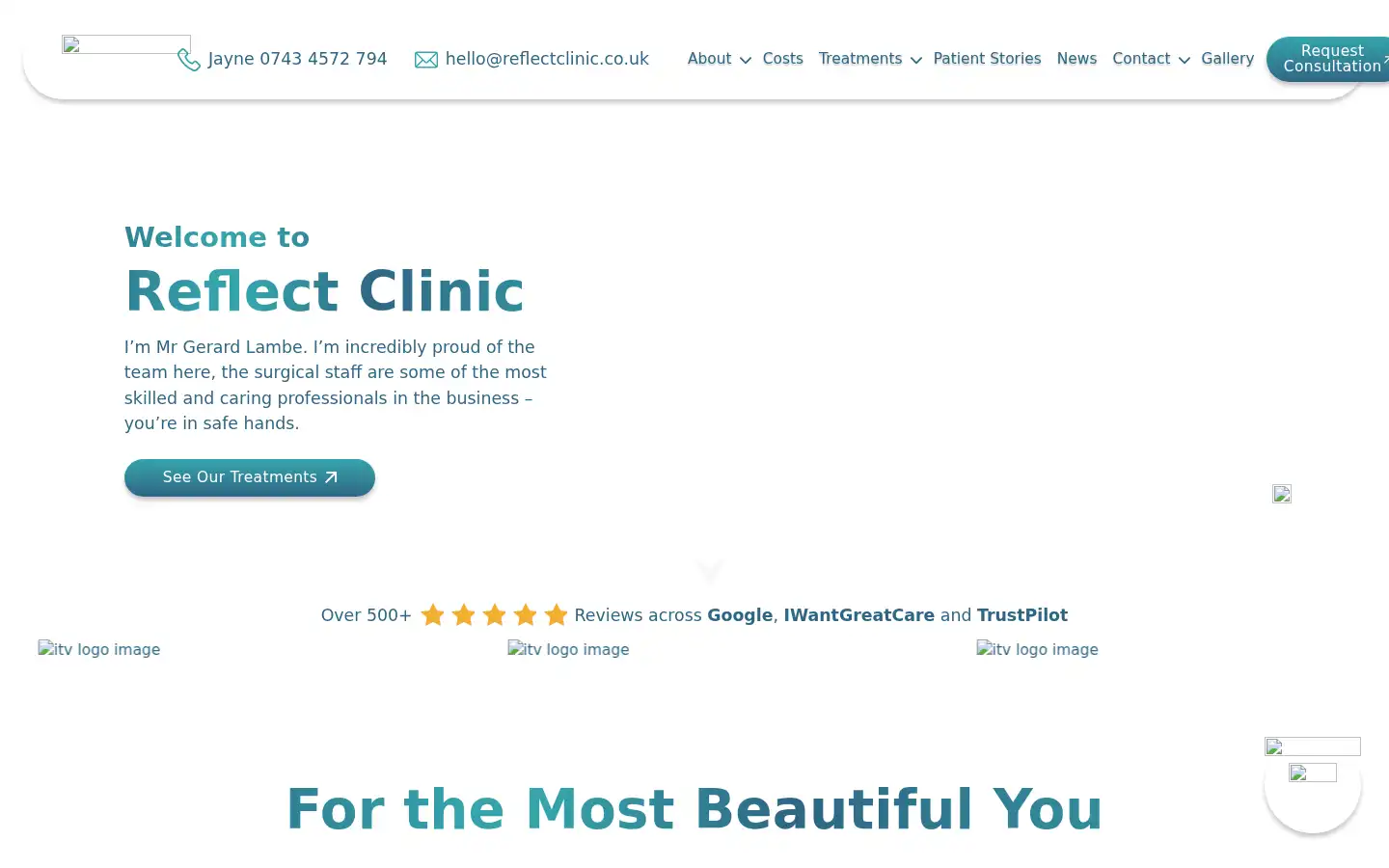 Screenshot of reflectclinic.co.uk