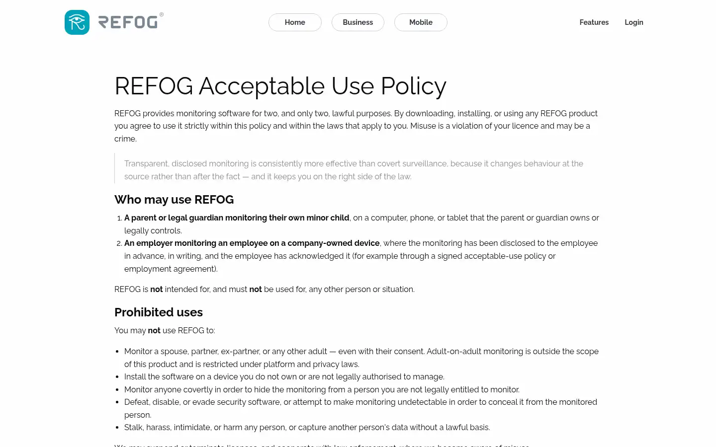 Screenshot of refog.com
