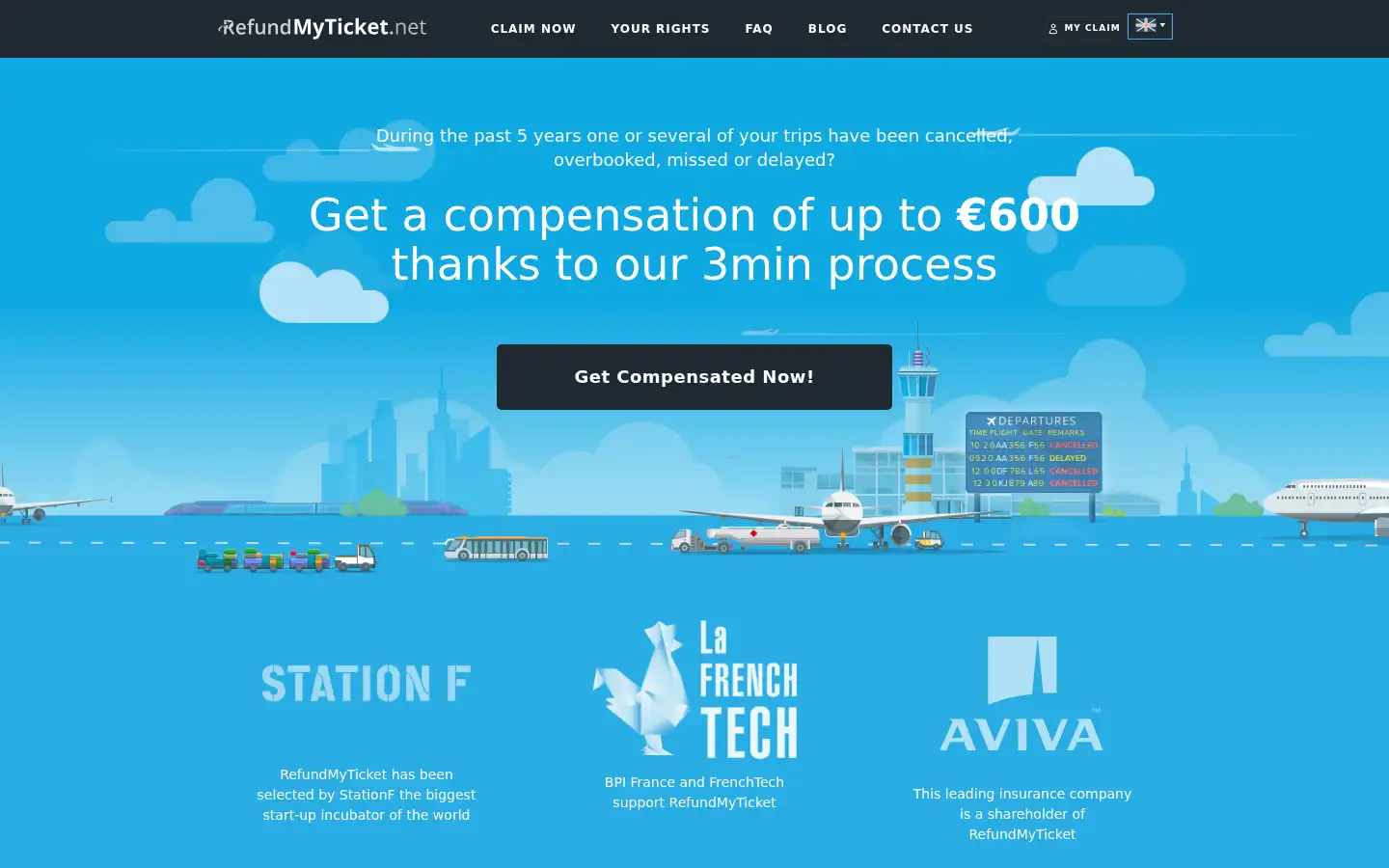 Screenshot of refundmyticket.net