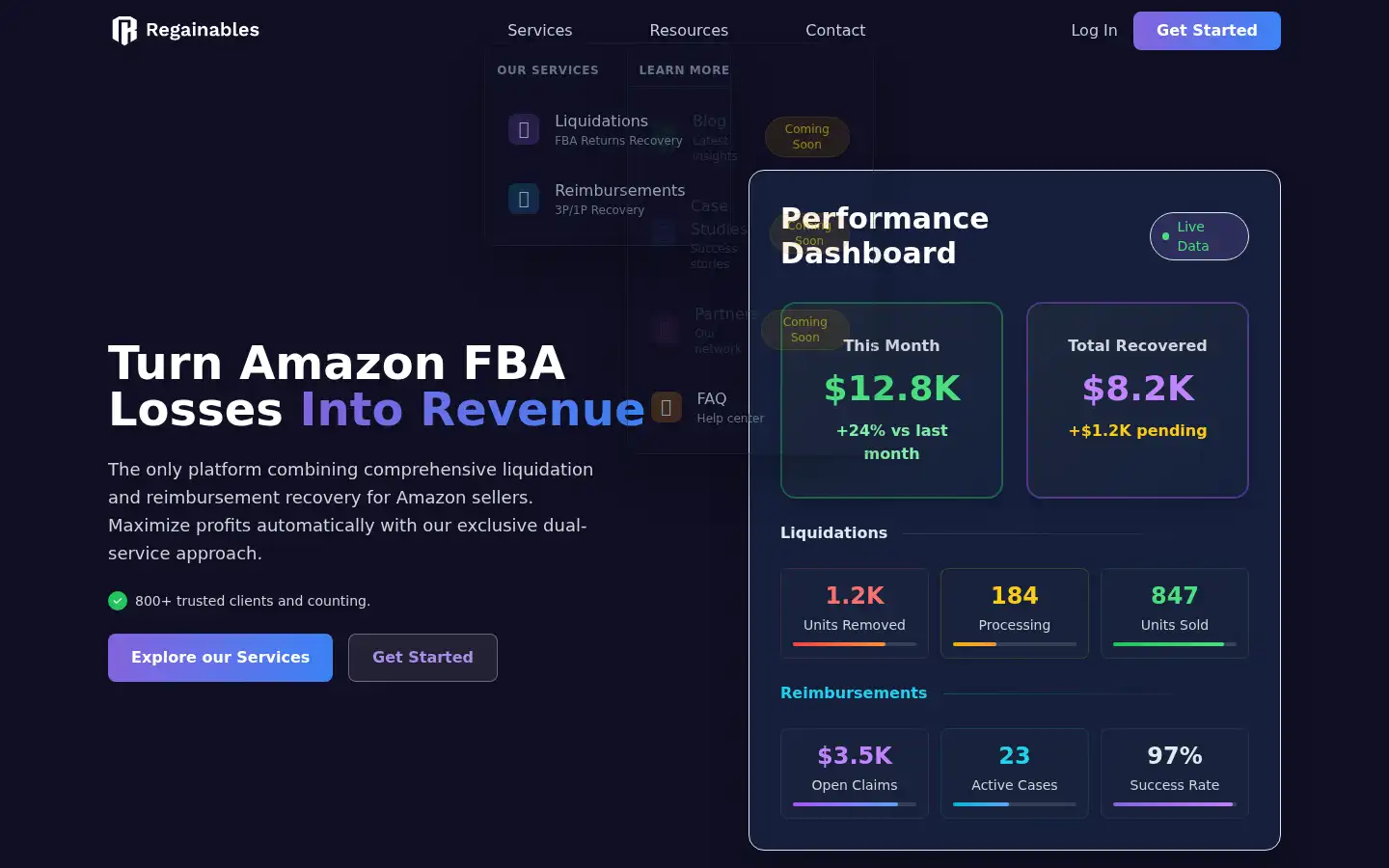 Screenshot of regainables.com