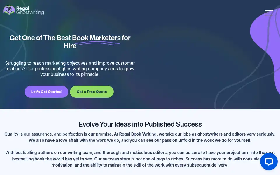 Screenshot of regalghostwriting.com