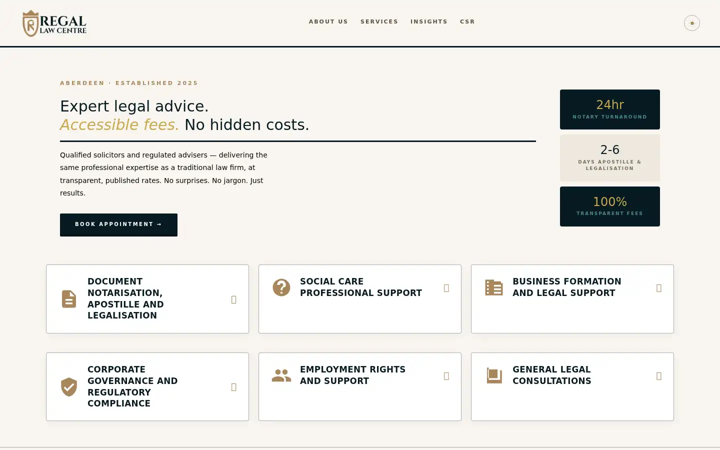 Screenshot of regallawcentre.com
