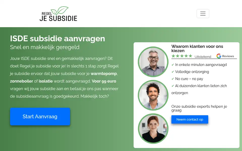 Screenshot of regeljesubsidie.nl