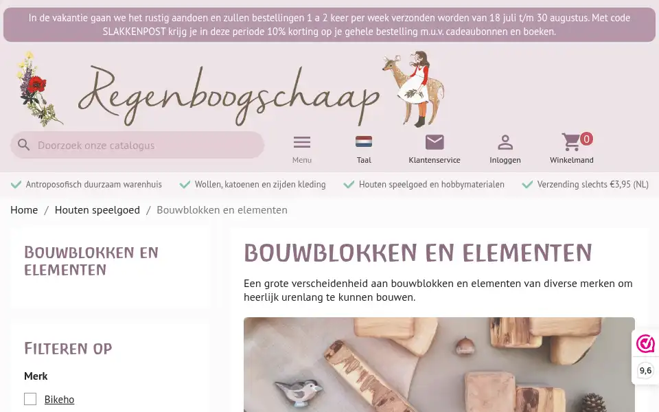 Screenshot of regenboogschaap.nl