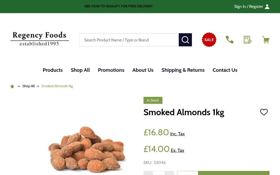 Screenshot of regencyfoods.com