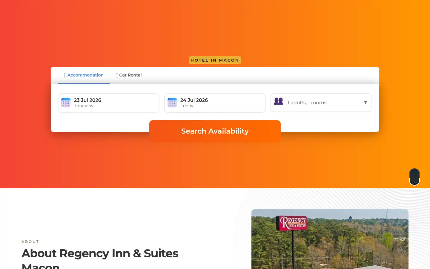 Screenshot of regencyinnsuitesmacon.us