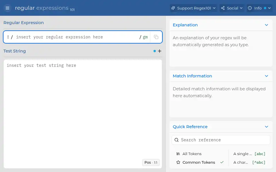 Screenshot of regex101.com