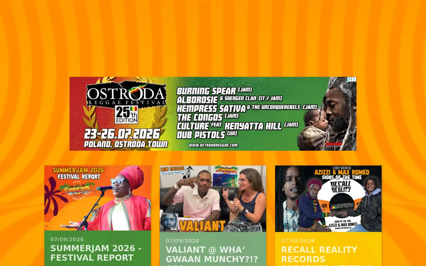 Screenshot of reggaeville.com