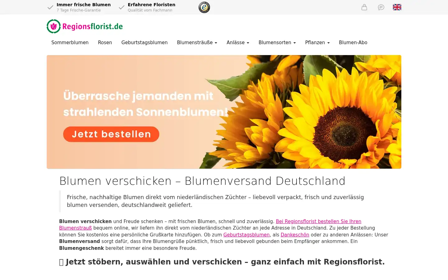 Screenshot of regionsflorist.de