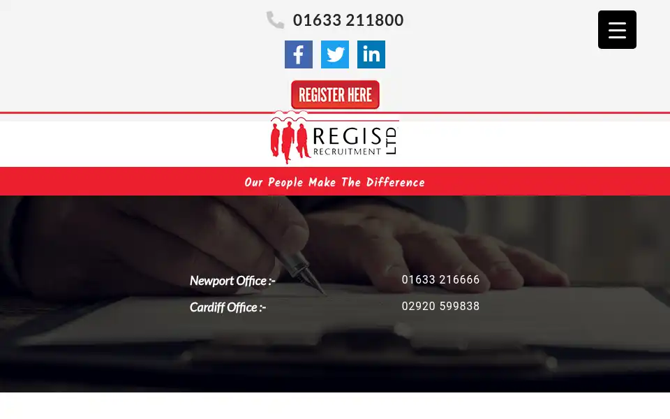 Screenshot of regisrecruitment.co.uk