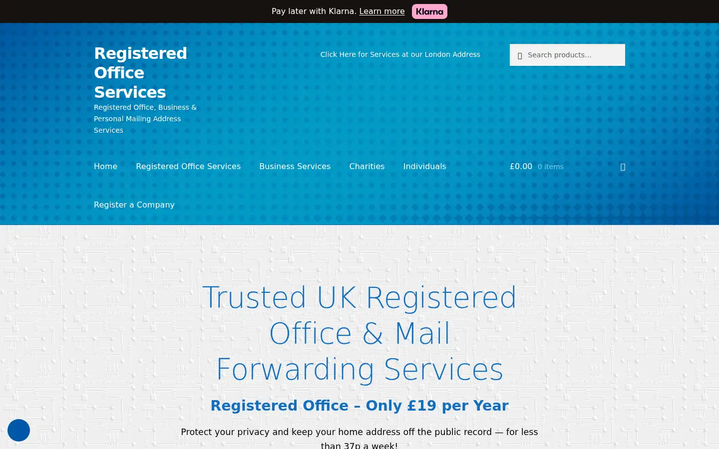 Screenshot of registeredoffice.agency