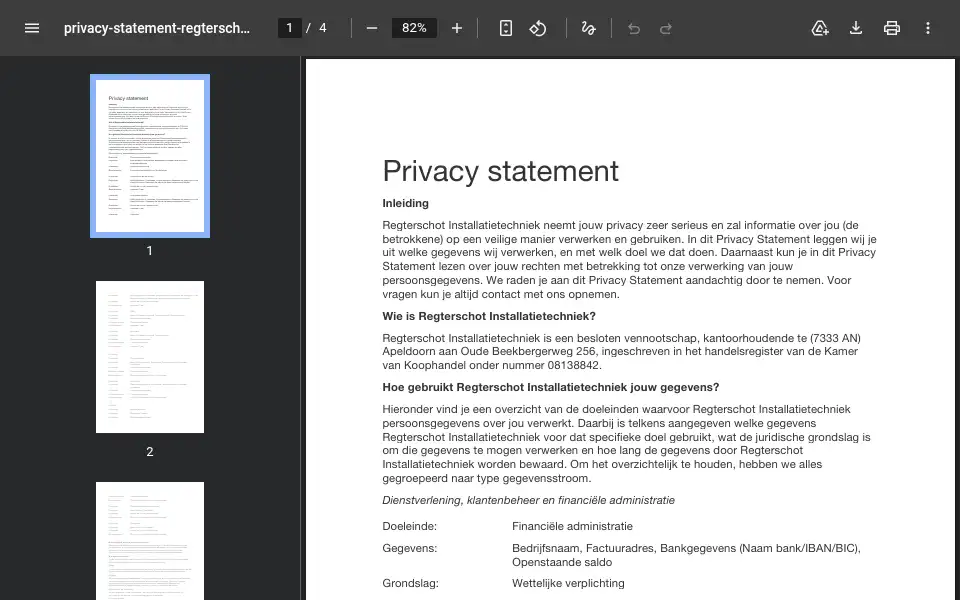 Screenshot of regterschotinstallatietechniek.nl