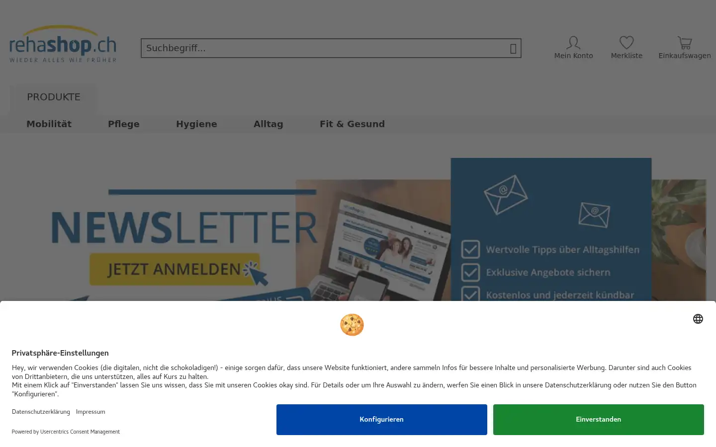 Screenshot of rehashop.ch