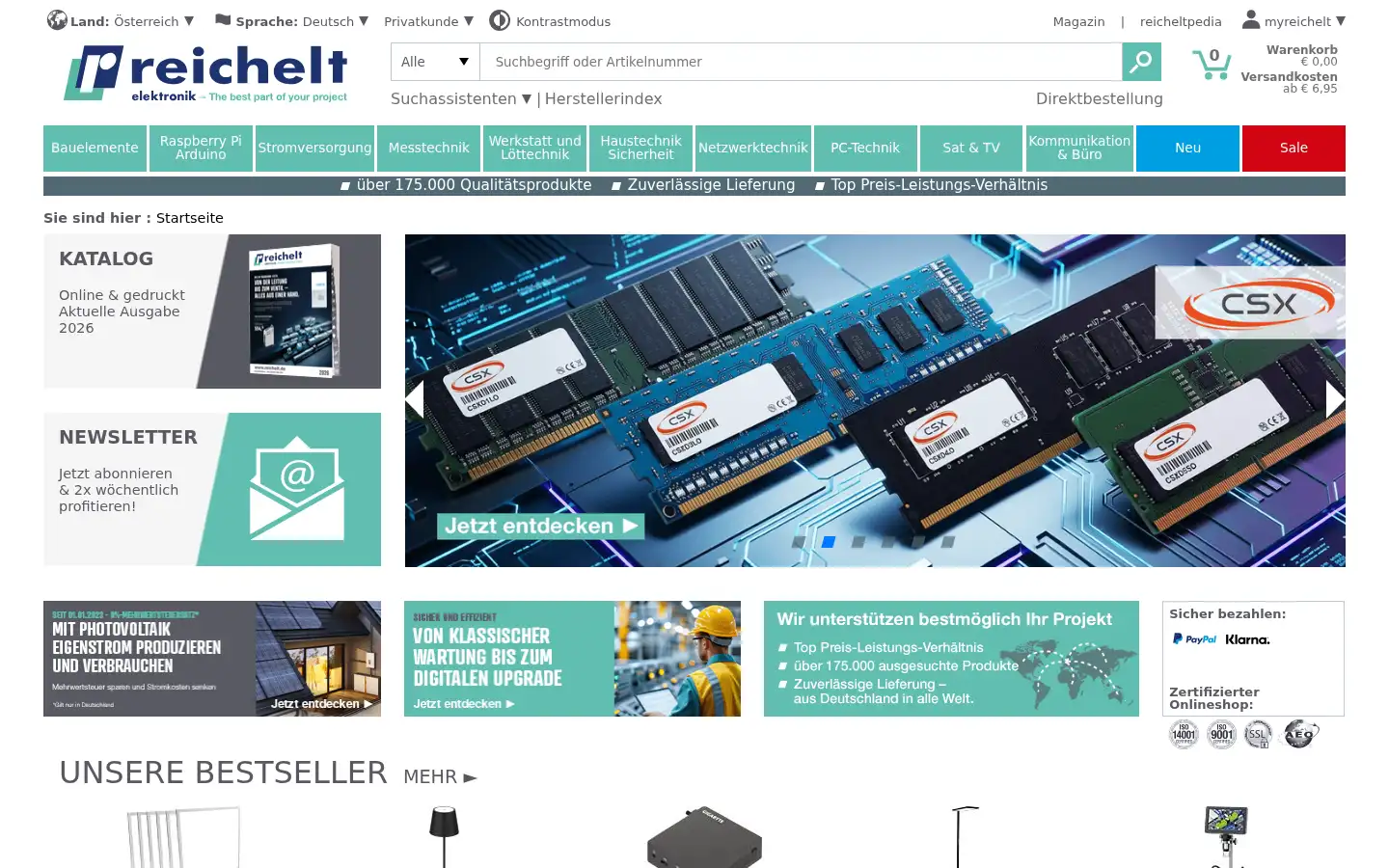 Screenshot of reichelt.at