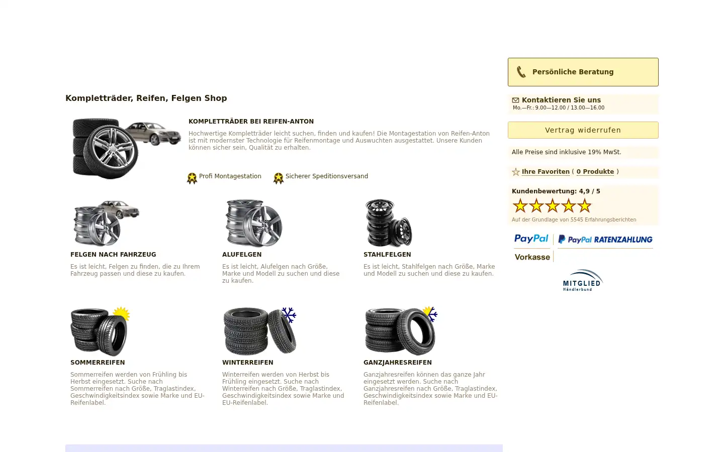 Screenshot of reifen-anton.de
