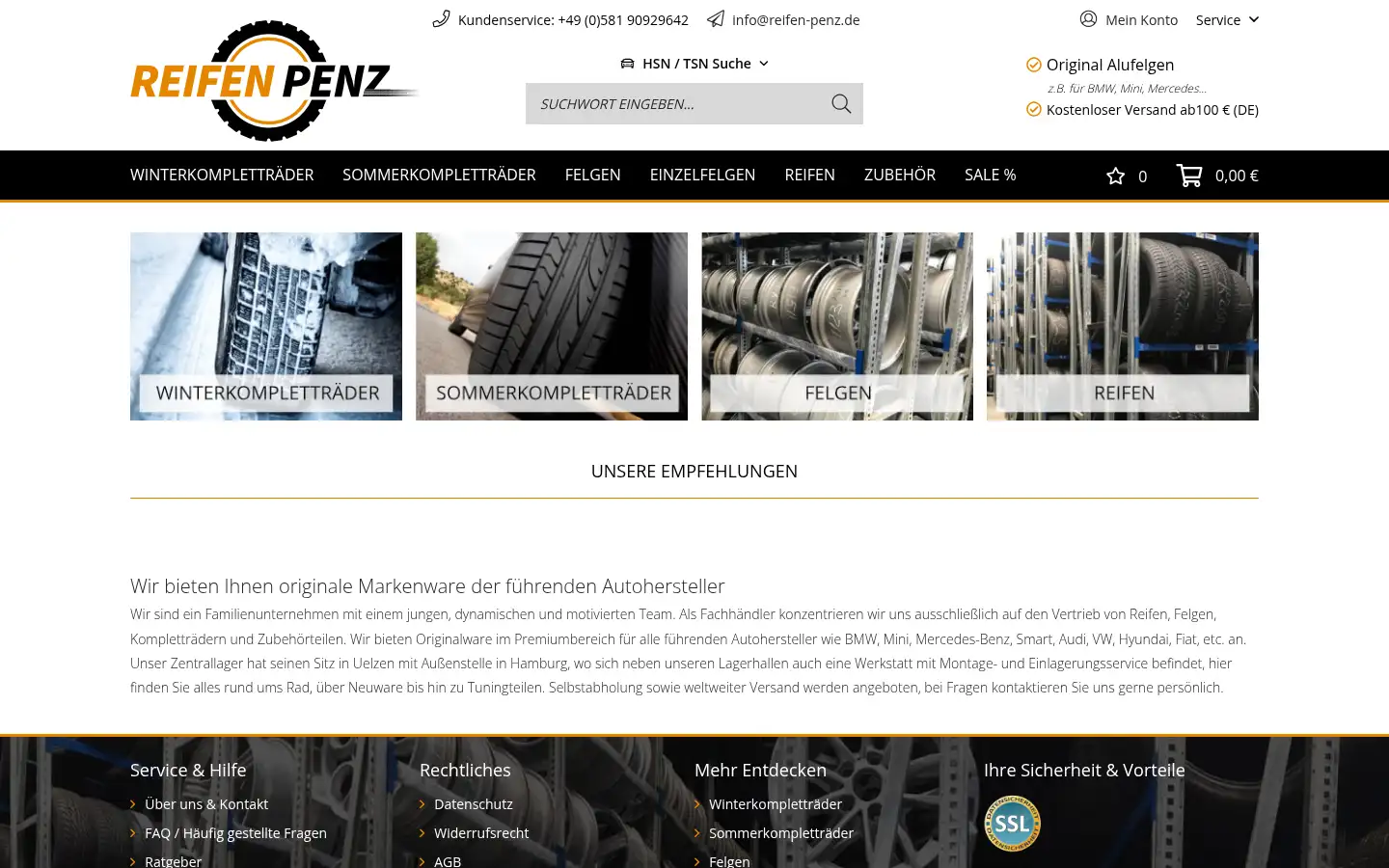Screenshot of reifen-penz.de
