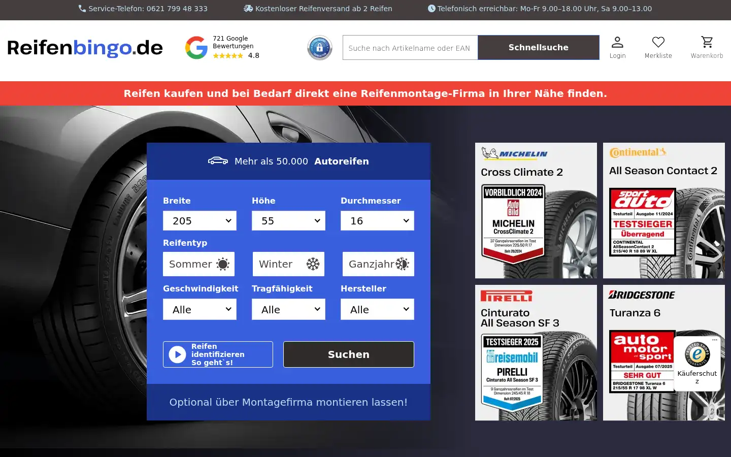Screenshot of reifenbingo.de